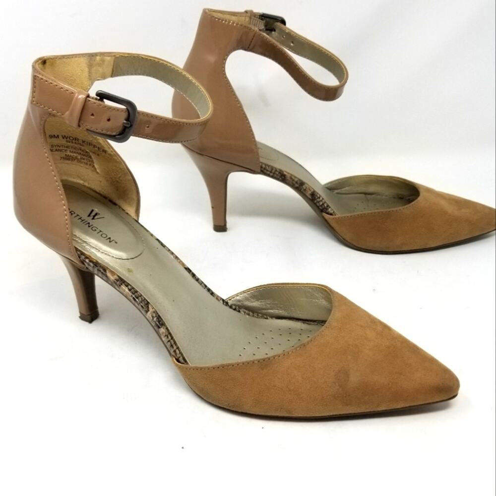 Worthington Beige Tan Low Heel Ankle Strap‎ Wor Kipper Women's Gifts Size 9M